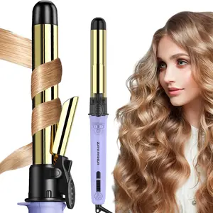 Rotating Curling Iron, 1 inch & 1 1/4 inch Automatic Hair Curler for Waves, Beach Curls, 5 Modes Temperatures, Dual Voltage & built-in safety measures,dealsforyoudays