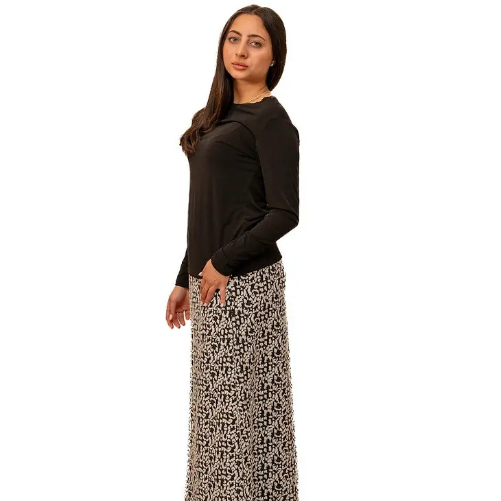 Devorah's Secret Modest Skirt Maxi Black & White Womenswear Bottom fall  modest skirt