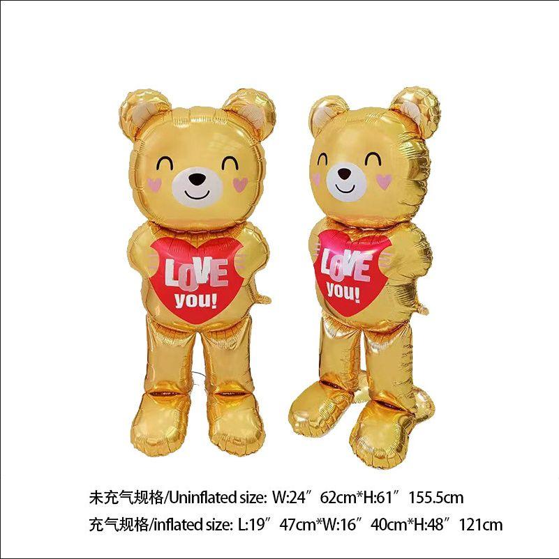 Cartoon Bear Balloons, Valentines Day Wedding Birthday Decorations Decor for Party, Galentines Day Decorations Large Bear Standing Balloon (19inch*16inch*48inch)