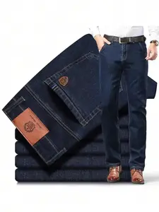 ZYNE Men's Regular Fit Solid Color Straight Leg Jeans, Casual Comfy Denim Trousers for Daily Wear, Fashion Men's Bottoms for All Seasons, Mens Jeans, Cotton, Menswear