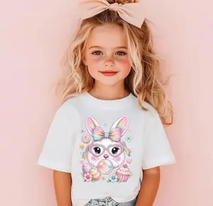 Youth & Todder Girls Easter Shirt, Bubblegum Bunny Shirt, Coquette Easter Shirt, Toddler Easter Outfit, Easter Basket Gift