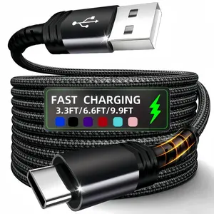 USB-C Fast Charging Cable, Nylon Braided Design, Compatible with Samsung & More, Durable Charge & Sync Solution, Multiple Sizes Available