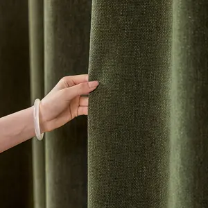 Japanese Style Linen Tea Color Wooden Windproof Curtains, Plaid Pattern, UV Protection, Insulation, Suitable for Living Room Bedroom Kids' Room, Home Decoration Curtain