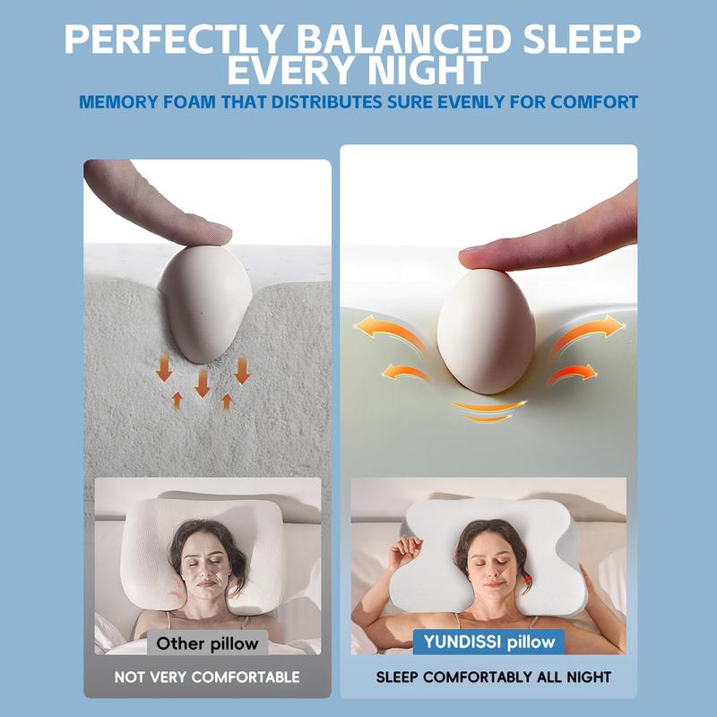 Cervical spine pillow for pain relief-Cervical spine pillow for side back stomach sleeper, ergonomic orthopedic support pillow, memory foam for sleeping, cooling pillowcase, gray, Black Friday Halloween gift Christmas New Year gift