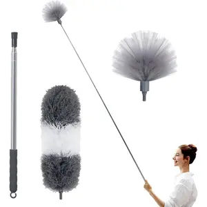 Microfiber  and Cobweb Duster Set, Bendable  and 100 inches Extension Pole, for High Ceiling, Fan, Blinds, Furniture