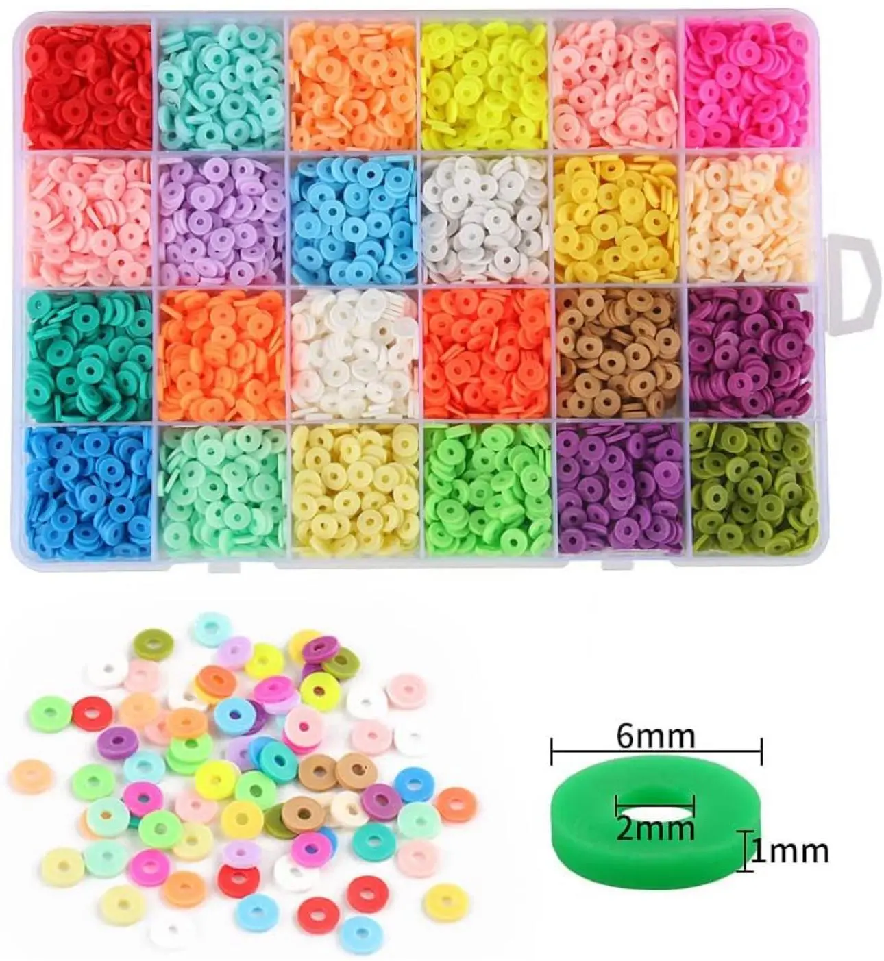 Clay Beads for Bracelets Making 2000-6800 Pcs 6mm Spacer Beads in Colorful Assortment for Jewelry Earrings Necklaces Crafting 6mm Beads Size 2000-6800 Pieces Assorted Colors Mixed Color Acrylic
