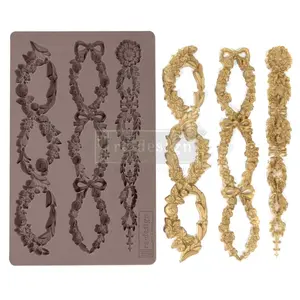 Redesign with Prima Redesign Décor Moulds® -Floral Chain 5"x 8" 8 mm thickness Copyright #VA0002331228 For Furniture molding trim , Wall trim,3D Clay Moulding ,3d Resin mould, Soap Mold, Candle Mould