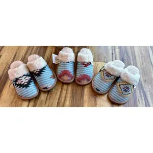 Mesa House Slippers - Aztec Pattern Faux Fur Lining All Seasons Cozy Footwear for Home Comfort