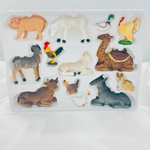 12pcs Nativity Scene Set with Animales para Presebre Includes Horse Sheep Pig and Turkey Figures for Festive Display