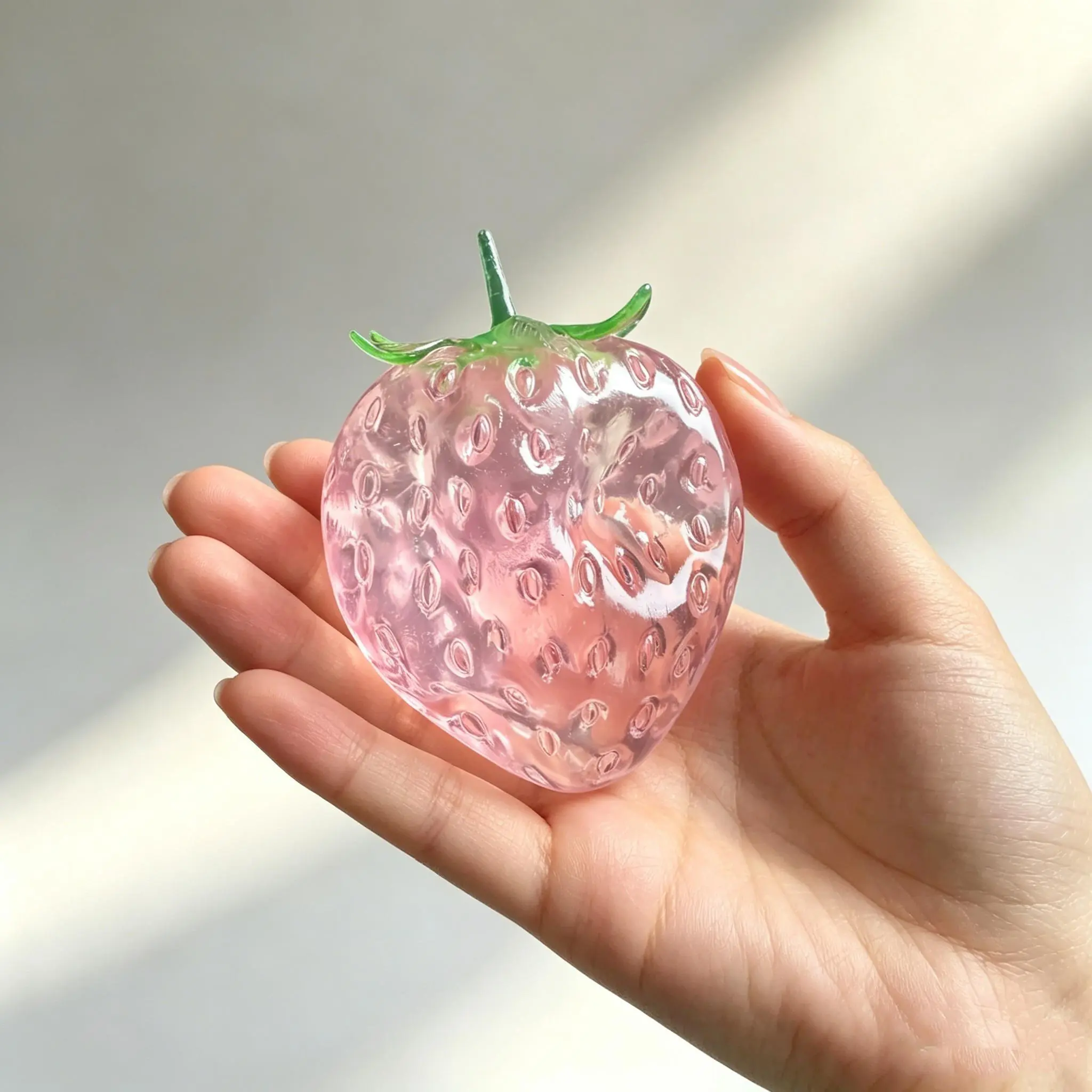 Pink 7cm Soft Moldable Strawberry Phone Charm, Fruit‑Style Phone Case Accessory, Soft TPR Decorative Pendant, Tactile Squeeze Ornament, Compact Selfie Accessory, Party Giveaway, Portable Pack Included