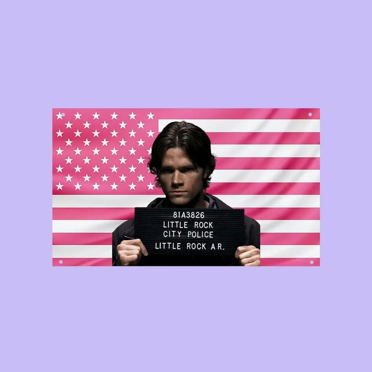 Sam Winchester Pink US Wall Tapestry Flag, Supernatural Wall Art, Hunter Bedroom Decor, TV Fan Banner