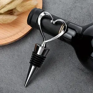 Heart Shaped Wine Bottle Stopper, Stainless Steel Wine Pourer, Wine Saver, Bar Utensils for Home Kitchen Party Picnic, Home Bar Accessories