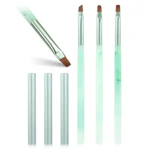 3PCS Nail Clean Up Brushes for OPI Nail Polish Remover, Brushes for Cleaning Polish Mistakes on the Cuticles, Acetone Resistant Nail Brush for Nail Art and Designs（Jade Green ）