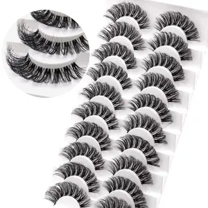 Strip Lashes with Clear Band Looks Like Eyelash Extensions D Curl Lash Strips 10 Pairs Pack (DT01)