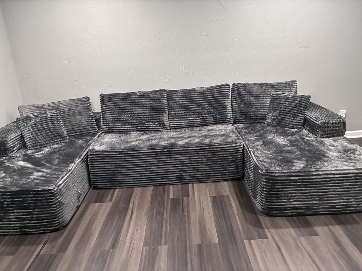 Item: Grey Plush Corduroy