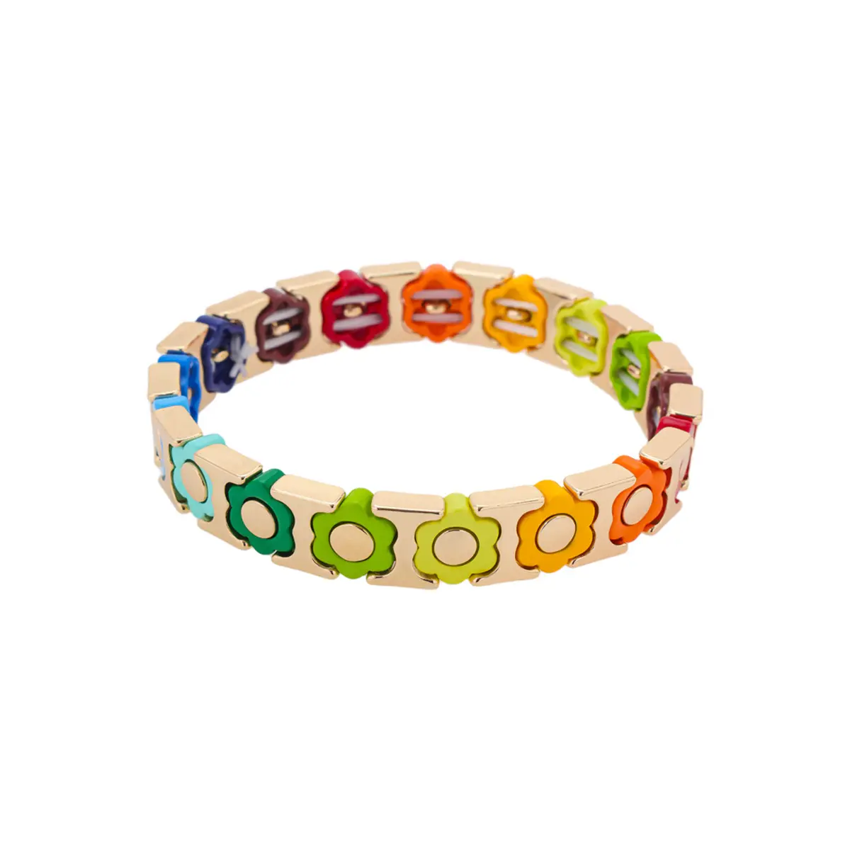 Female High-End Dopamine Metal Colored Elasticity Bangle - Elegant Minimalist, Trendy Stack Bangle, Light Luxury Exquisite Fashion Jewelry Accessory for Casual Daily Wear with Flower Motif, Elegant Minimalist Bangle