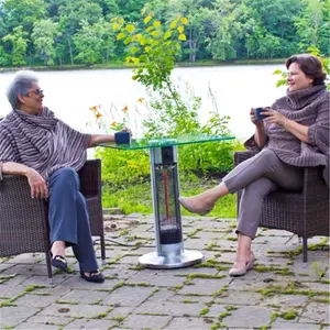 ENERG  Square Glass Top Table With Infrared Heating Tower