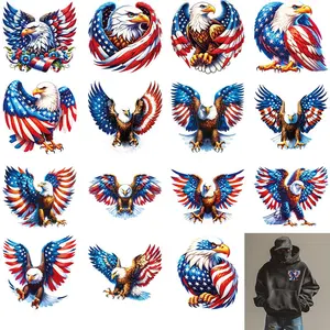 Eagle Pattern Heat Transfer Sticker, 15pcs/set DIY Kit Heat Transfer Sticker, Heat Press Sticker for T-shirt, Hoodie, Backpack, Jeans, Trousers, DIY Decoration