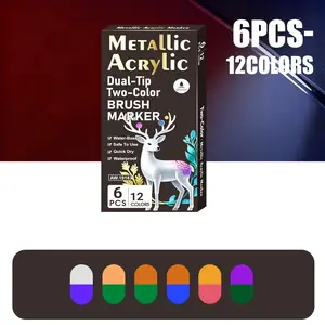 Acrylic Coloring Markers Double Headed Dual Tip Marker Pen Set, Durable Fade-Resistant, Perfect for Artists Painting Illustrations School Projects