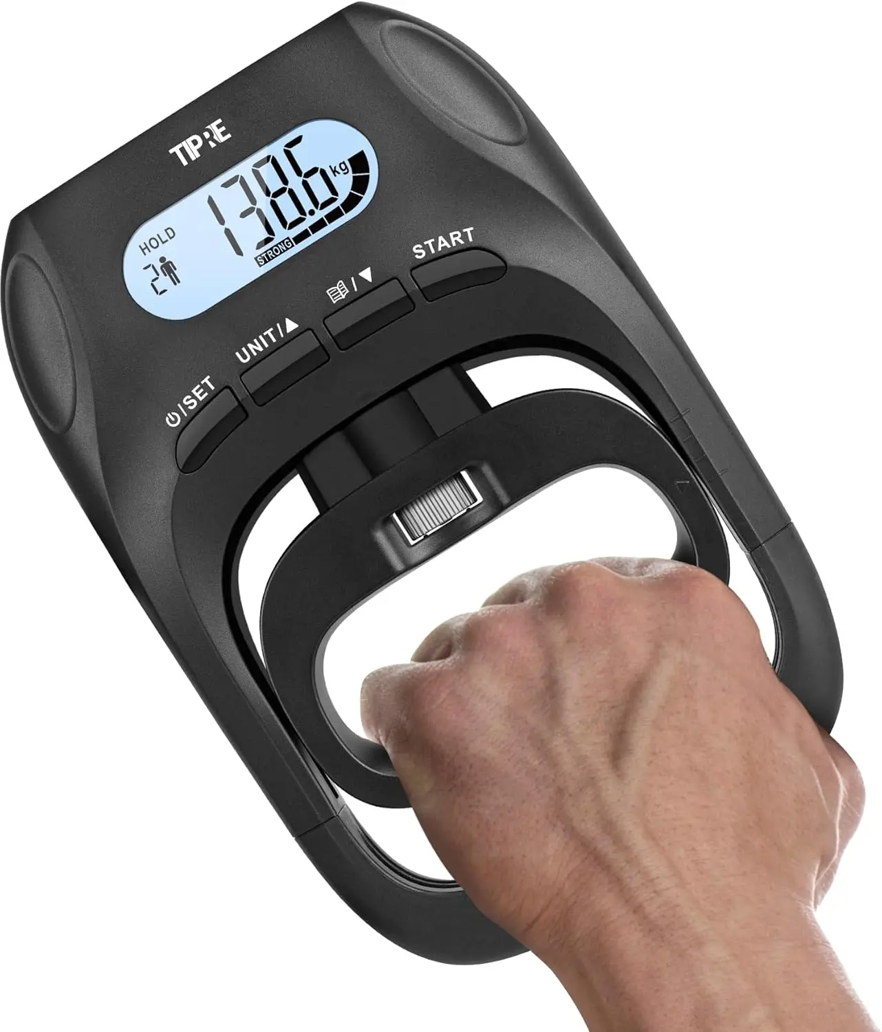 shopgoods Grip Strength Tester 396lbs/180kg Hand Dynamometer with LCD Display & Adjustable Handle for Sports Home School Use