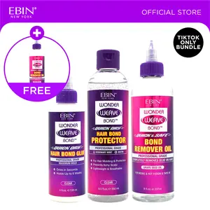 EBIN Wonder Weave Bond 3-Step Install & Care Bundle - Hair Bond Glue + Hair Protector + Bond Remover Oil with FREE Bond Removal Oil | Up to 6 weeks hold, Quick dry, Healthy hair