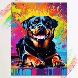 1pcs 5D DIY diamond painting kit, 5D diamond art kit, DIY decoration, Rottweiler diamond painting kit full round drill DIY, mosaic, diamond art, DIY art home decor, suitable for Halloween and Christmas, Wall Art Painting