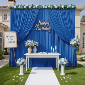 10 Panels 5x10ft Royal Blue Soft Flowing Polyester Drapes Backdrop Curtains for Romantic Bridal Shower, Birthday, Holiday, Gender Reveal, Photography Background