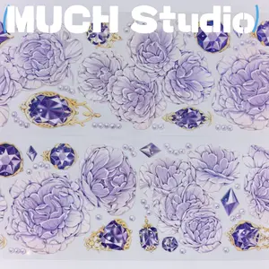 1pc (6*100cm) Crimson Flower & Glazed Purple, Purple Crystal Flower Decorative PET Tape, High-End Craftsmanship, Exquisite Pattern, Versatile and Practical, Perfect for Scrapbooking, Journal Decoration, Diaries, Notebooks, Greeting Cards, Photo Frames and