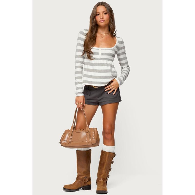 Lockie Striped Knit Babydoll Top