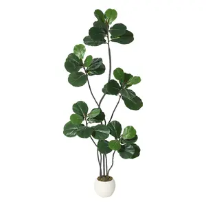 Realistic Artificial Ficus Lyrata Tree - 5/6/7FT Faux Fiddle Leaf Fig with Adjustable Limbs, White Pot, Decorative Indoor Plant for Home, Living Room, Office