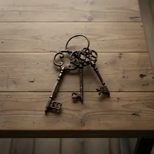 Skeleton Key Set, Vintage Cast Iron Wall or Shelf Display