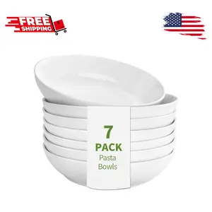 7 Pack Porcelain Pasta Bowls Ceramic , Large Serving Bowl