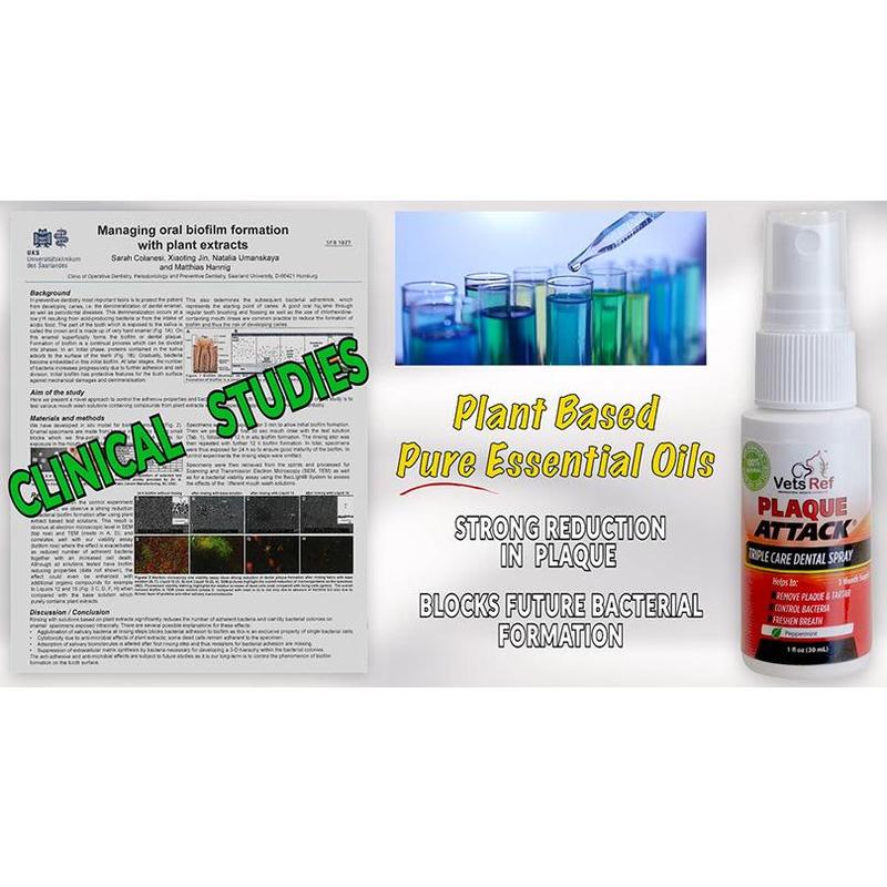 Vets Ref Plaque Attack Pet Dental Spray - 1oz - Multi-Purpose Dental Treatment for Flouride, Calcium & Gingivitis Prevention