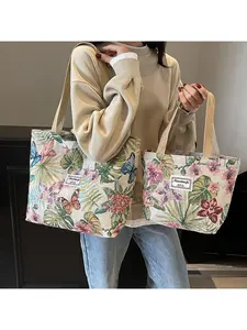 Women's tote bag large-capacity style canvas bag new commuter tote bag female ins college student class shoulder bag