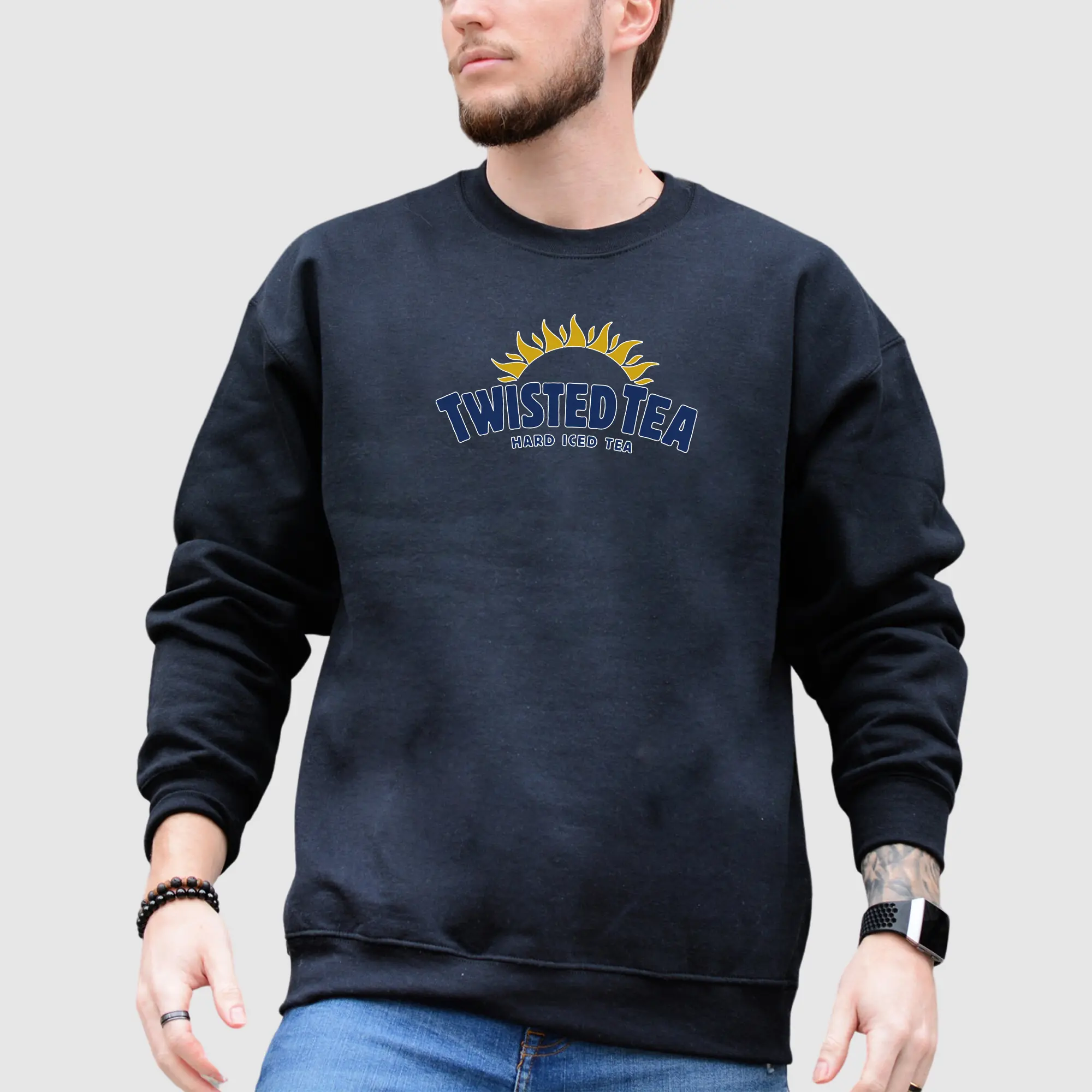Twisted Tea Hard Iced Tea Logo Design Funny Sweatshirt For Men Crewneck Casual
