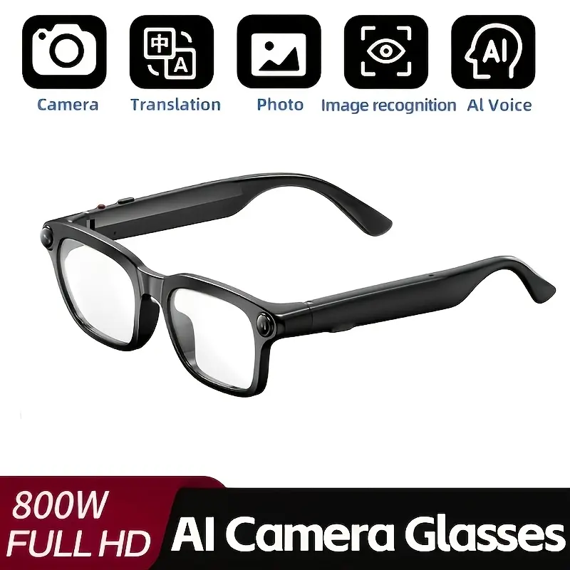 New Intelligent Smart Glasses - Wearable AR Smart Glasses with 8MP Lens, 1080P Video Recording, 2GB Internal Storage, 300mAh Battery, AI Voice Assistant, Wireless Translation, Bluetooth Connectivity