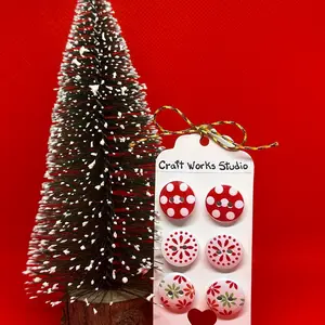 Handmade Christmas Earrings with Buttons - Perfect Christmas Gift