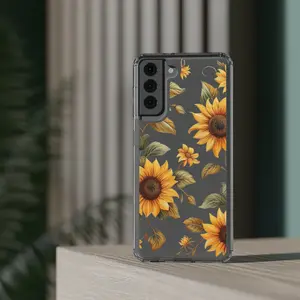 Sunflower-Themed Clear Phone Cases for iPhone 14-11, Pro, Pro Max, Samsung Galaxy S22-S21 Ultra, and Plus!