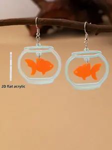 Creative Fish Tank Design Ocean Vibes Dangles Earrings, Fashionable Jewelry for Women & Girls, Trendy All-match & Exquisite Jewelry for Birthday Gift
