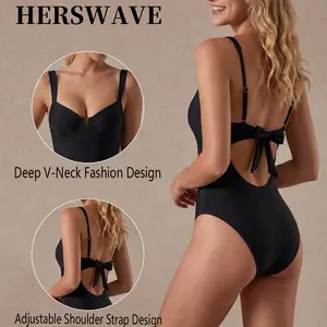 HERSWAVE Women's Sleeveless Spaghetti Strap Backless Sports One-Piece Swimsuit - Ergonomic Design - Comfortable and Highly Stretchy, Underwire for Chest Support, Sports and Casual Everyday One-Piece - Suitable for Vacation, Yoga, Parties, Cruises, Summer