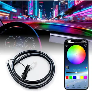 59" RGB LED Strip Lights for  Interior,16M Colors RGB Front Windshield Ambient Lighting Kits,  Sync, Easy Plug & Play Installation, Cuttable, Wide Compatibility