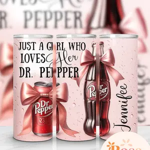 Custom Dr. Pepper Girl, Dr. Pepper Girl Tumbler With Lid With Straw, This Girl Runs on Dr. Pepper Tumbler, 20oz Skinny Tumbler
