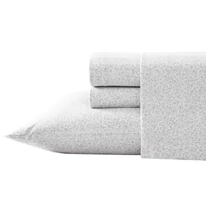 Laura Ashley Chelsie Vine Grey Full Flannel  Sheet Set