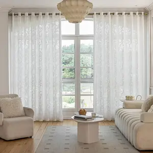 Modern Simple Phoenix Curtain Set, 2pc Finished Sheer Curtains for Bedroom Living Room Balcony, Easy Hole Installation, Home Decoration Curtain
