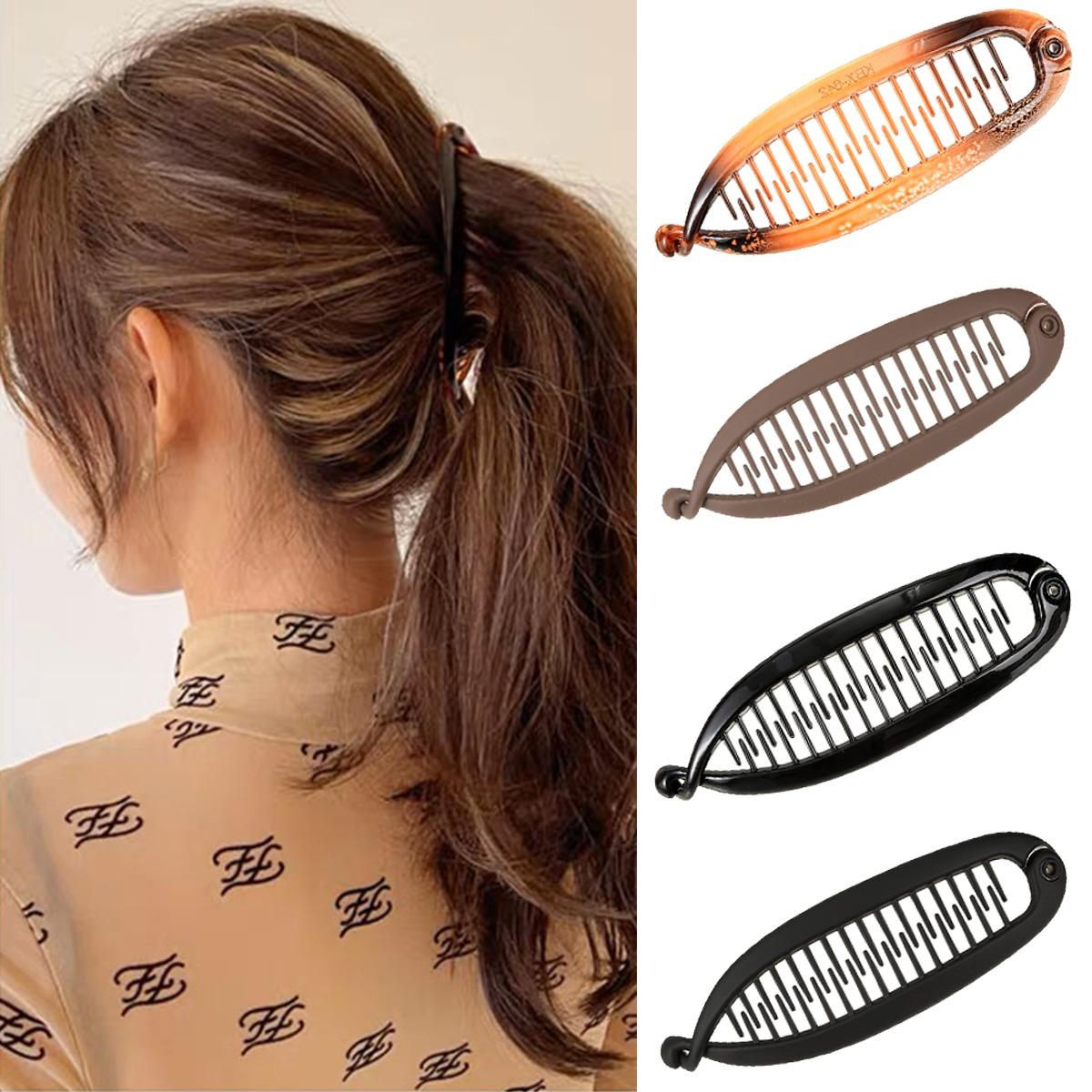 AWAYTR Banana Clip Hair Clips - Volumizing Hair Claw Clips & Hair Styling Accessories for Thick & Thin Hair 4Pack Non Slip Ponytail Holders