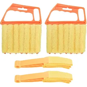 4pcs Window Venetian Blind Cleaner Duster Tool, Include 2pcs 7 Finger Blind Duster Brush & 2pcs Shutter Cleaner Brushes, Blinds Cleaning Brush Tool