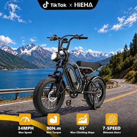 【Hieha】All-Terrain  Electric Bike lFullSuspension|40+ Miles | 48V RemovableBatterylLED Headlights 20-InchAll-Terrain Fat Tires lUL2849Certified ebike｜Original factory