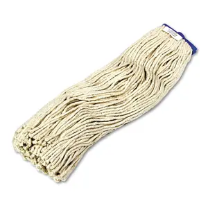 212 MAIN Boardwalk BWK724CCT 24 oz Cut End Lie Flat Wet Cotton Mop Head - White, 4-Ply Yarn & Metal Material, Washable for Floor Cleaning, Four-Ply Yarn