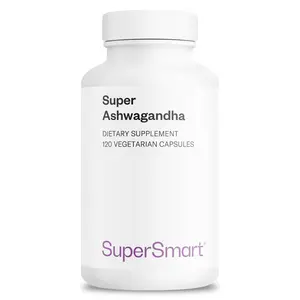 SuperSmart Super Ashwagandha 600mg per Day (Patented) - KSM-66 Ashwagandha - High Potency 5% Withanolides | Non-GMO & Gluten Free - 120 Vegetarian Capsules