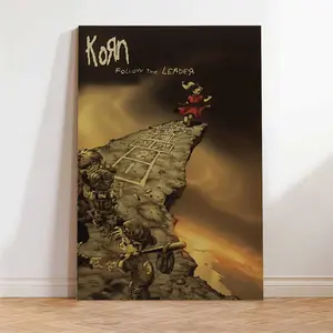 Korn "Follow The Leader" Vintage Canvas Poster - Unframed Rock Band Artwork, Ideal for Bedroom, Office, Living Room, Cafe Wall Decor | Perfect Gift for Music Lovers on Christmas, Valentine's, Thanksgiving & New Year, Music Room Decor, Christmas Deco